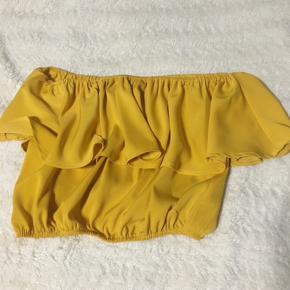 mustard yellow off the shoulder top